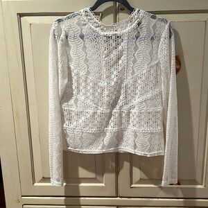 Lacey long sleeve White top